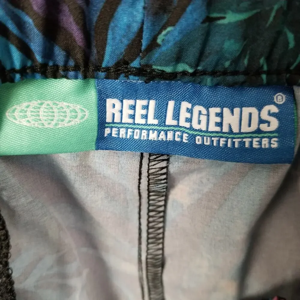 Reel Legends Shorts Mens Large‎ Leaf Print Swim Trunks Shorts Pockets